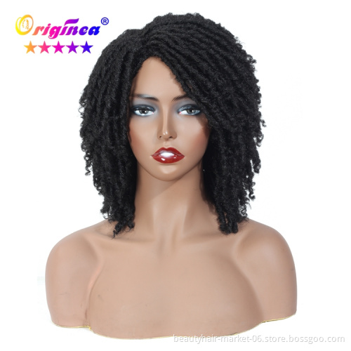 soft dread braids style natural color synthetic faux locs crochet braiding hair wig african short braided wigs for black women